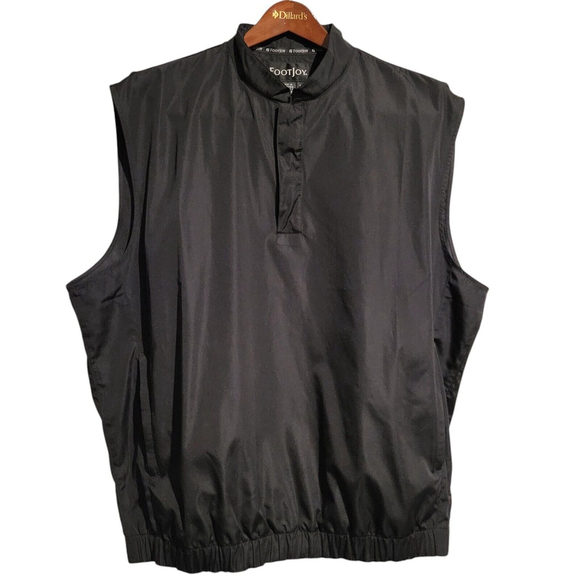 FootJoy Golf 1/4 Snap Black Pullover Windbreaker Sleeveless Vest Men’s Size XL. - Picture 4 of 14